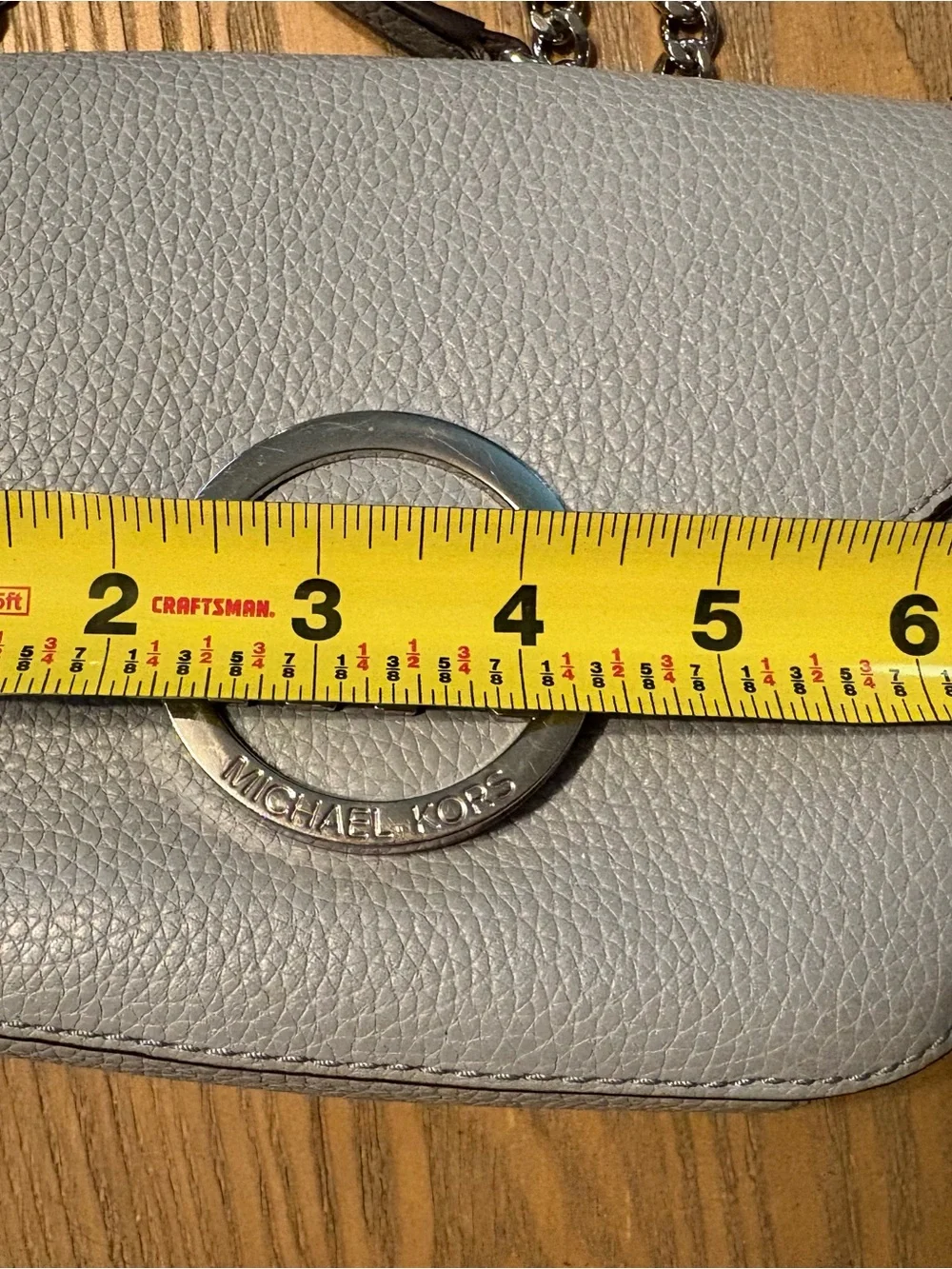 Michael Kors Light Blue Pebbled Leather Crossbody with Silver MK Logo